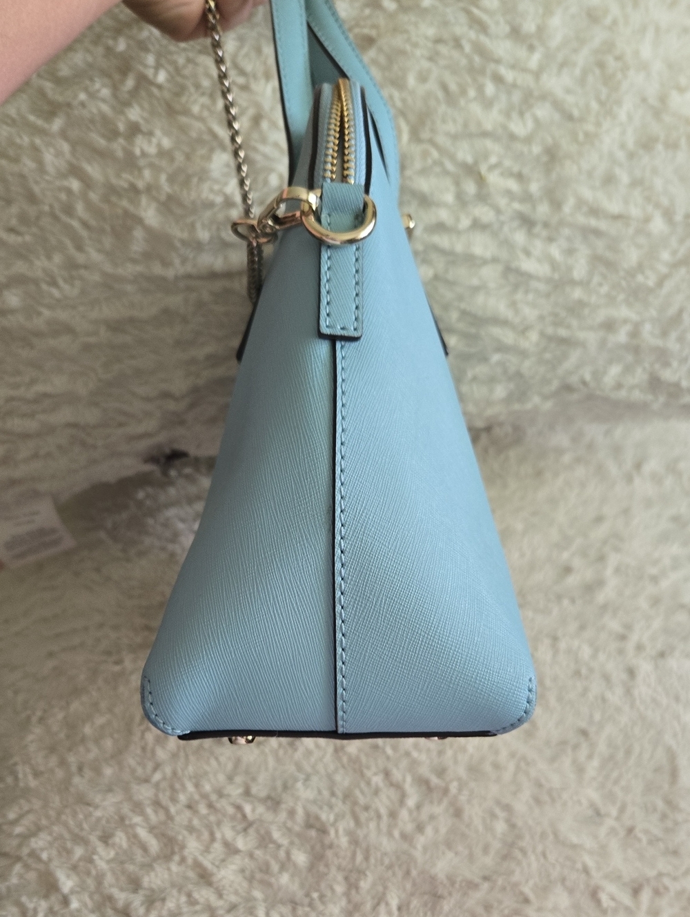 Kate Spade Light Blue Dome Satchel with Added Gold Chain - Picture 3 of 8
